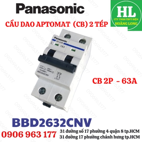 MCB 2P 2 PHA 2 TÉP PANASONIC 10A 16A 20A 25A 32A 40A 50A 63A CHÍNH HÃNG
