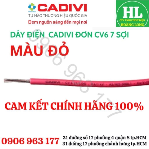 (GIÁ 1 MÉT) DÂY ĐIỆN CADIVI ĐƠN 7 SỢI CV TIẾT DIỆN 1.5 2.5 4.0 6.0 8.0 10 lõi đồng Chính hãng