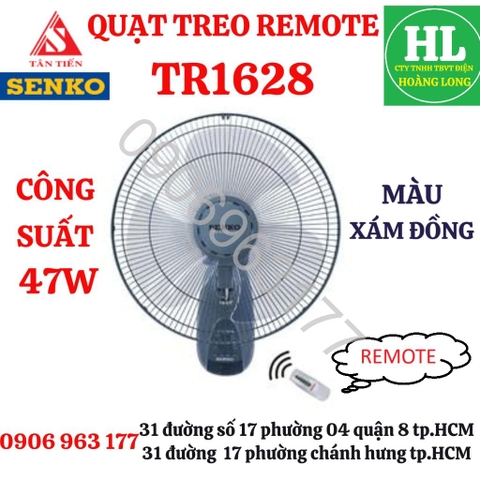 Senko - Quạt treo điều khiển Remote từ xa có REMOTE SENKO TR1628, 47W Chính hãng