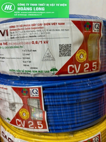 (giá 50 mét) Dây điện Cadivi 2.5 đơn 7 sợi đồng bên trong CV2.5