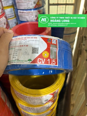 [giá 50 mét] Dây điện cadivi CV 1.5 đơn 1 lõi 7 sợi đồng bên trong CV1.5
