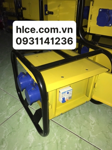 Hộp nguồn thi công vỏ tủ điện tạm sắt vàng công nghiệp 1 pha 3x16a di động ip44