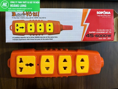 Ổ cắm chịu tải 6000w 3 ổ, 4 ổ cắm lõi sứ Sopoka