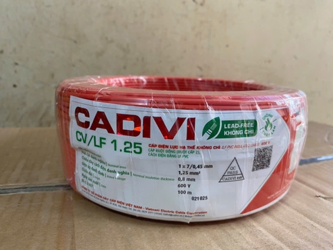 DÂY ĐIỆN CADIVI 1.25 ĐƠN LÕI 7 SỢI CV1.25 (CUỘN 100 MÉT)
