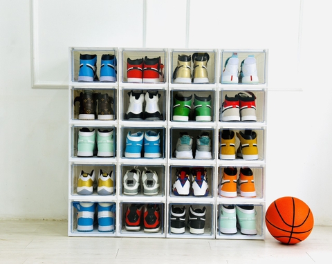 Combo 20 hộp đựng giày RAPBOX Cửa mở nam châm | màu trắng sữa