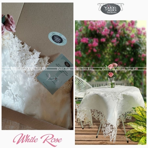 KHĂN TRẢI BÀN WHITE ROSE ĐẸP THANH NHÃ