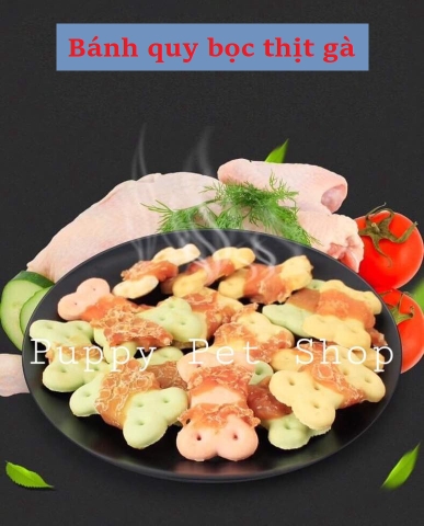 BÁNH QUY SỮA BỌC THỊT GÀ THƠM NGON CHO CHÓ