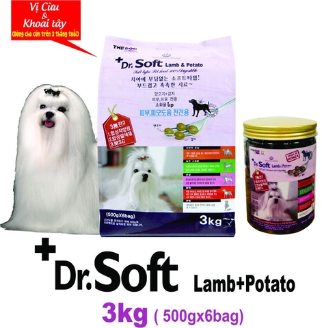 Thức ăn hạt mềm cho chó Dr. Soft Lamb+Potato