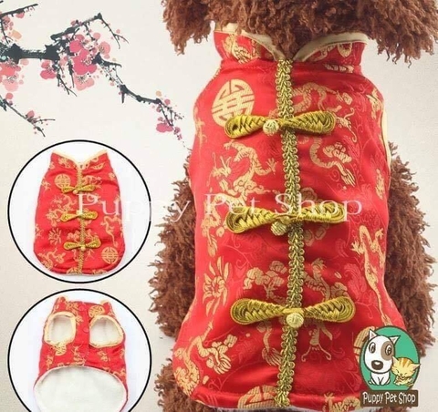 Áo Tết 3 Cúc Cho Chó Mèo