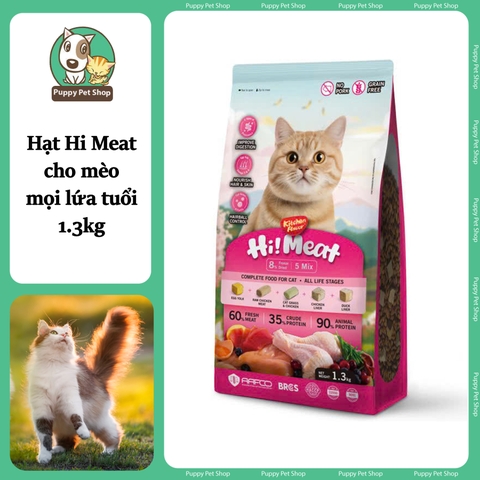 Hạt Kitchen Flavor Hi Meat Cho Mèo Mọi Lứa Tuổi Mix Viên Thịt Sấy Lạnh Không Độn Ngũ Cốc 1.3kg