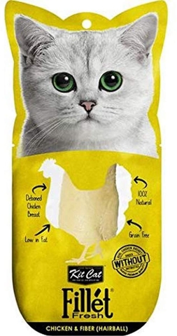 Snack thưởng Phi lê gà và cá ngừ KitCat nguyên miếng cho mèo 30g- Thịt thật siêu thơm  ngon