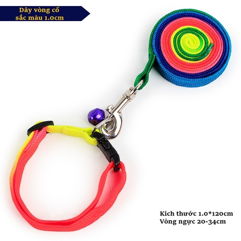 Dây vòng cổ sắc màu cho chó mèo 1.0cm
