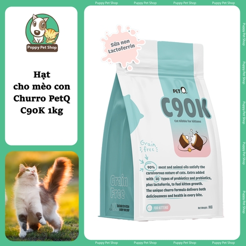 Hạt cho mèo Churro PetQ cho mèo con C90K, tiết niệu C90U, mèo trưởng thành C90 1kg