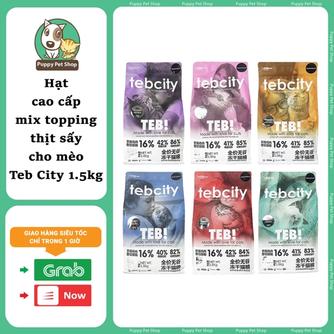[Bịch 1.5kg] Hạt TebCity E series cao cấp mix topping thịt sấy cho mèo