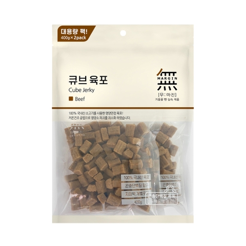 Viên Thịt Bò, Gà & Cá Hồi cho Chó Bowwow Cube Jerky Snack siêu to 800g