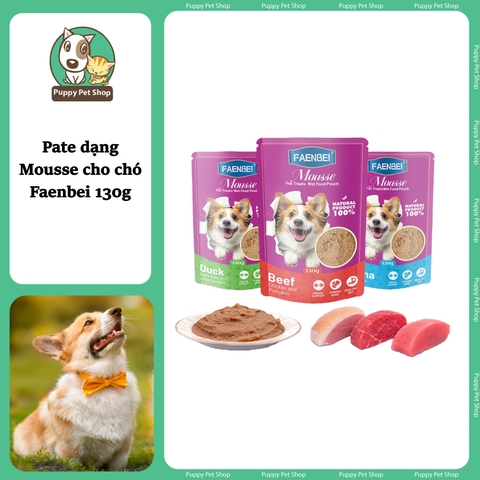 Pate dạng Mousse cho chó lứa tuổi Faenbei sánh mịn, Ngon miệng, Dinh dưỡng cao 130g