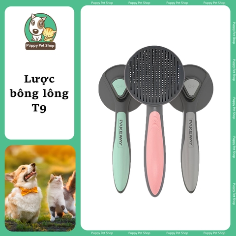 Lược chải lông chó mèo T9 Pakeway có nút bấm lấy lông dễ dàng