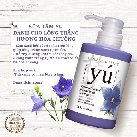 Sữa tắm Yu  dành cho lông trắng hương Hoa Chuông