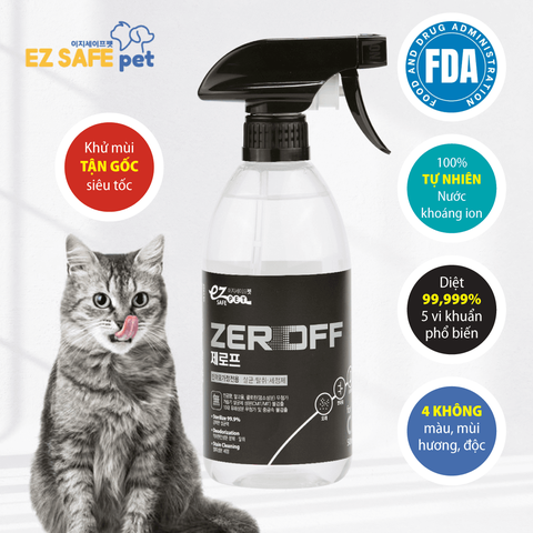 XỊT KHỬ MÙI SÁT KHUẨN TỰ NHIÊN ZEROFF CHO MÈO 500ml