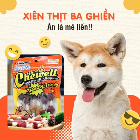 Que da bò cuốn thịt Doggyman vị Gà-Vịt-Gan 6 cây
