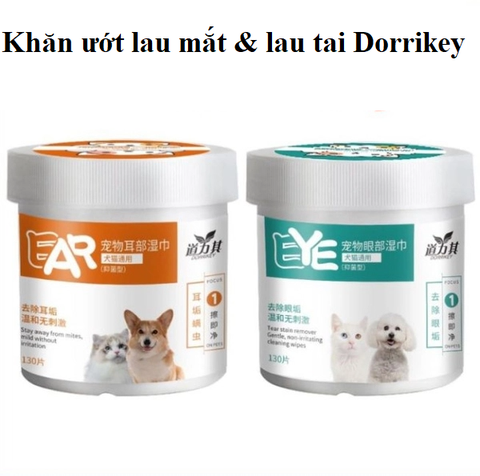 Khăn Ướt DORRIKEY Lau Mắt & Lau Tai Cho Thú Cưng (130 miếng)