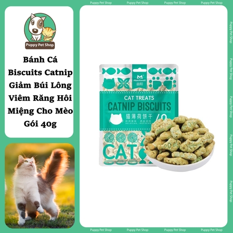 Bánh cá Catnip Biscuits Giảm Búi Lông Cho Mèo MatchWell 40g