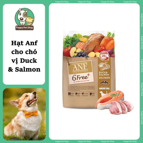 Hạt hữu cơ ANF 6Free cho chó mọi lứa tuổi vị vịt & cá hồi 🦆