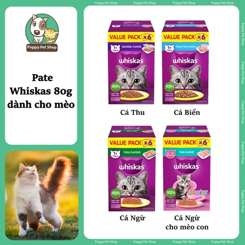 Hộp 6 gói Pate Whiskas dành mèo 80g