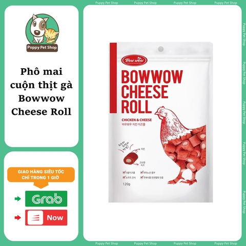 🍥🐩 Bánh thưởng cho chó Bowwow Phomai cuộn Thịt gà & Cá hồi 120g 🧀🐤