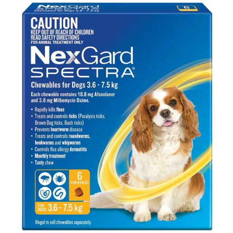 TẨY GIUN NEXGARD SPECTRA CHO CHÓ TỪ 3.5 ĐẾN 7.5KG - TRỊ VE, BỌ CHÉT, XỔ GIUN (NỘI NGOẠI KÝ SINH)
