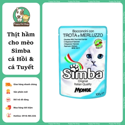 Pate Simba dạng thịt miếng cho mèo 100gr - nhập khẩu Ý