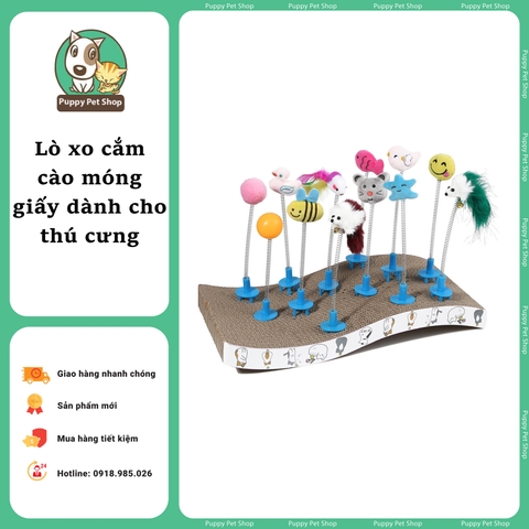 Đồ chơi mèo Lò xo cắm cào móng giấy
