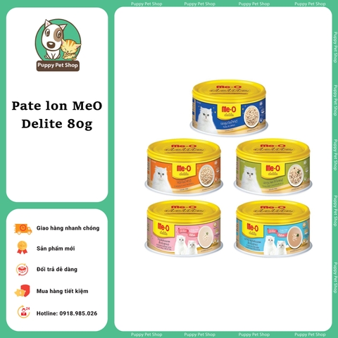 Thức ăn ướt, Pate lon Me-O Delite cho mèo con, mèo trưởng thành 80g