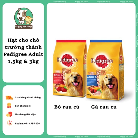 Thức ăn cho chó trưởng thành Pedigree Adult vị GÀ RAU CỦ và BÒ RAU CỦ