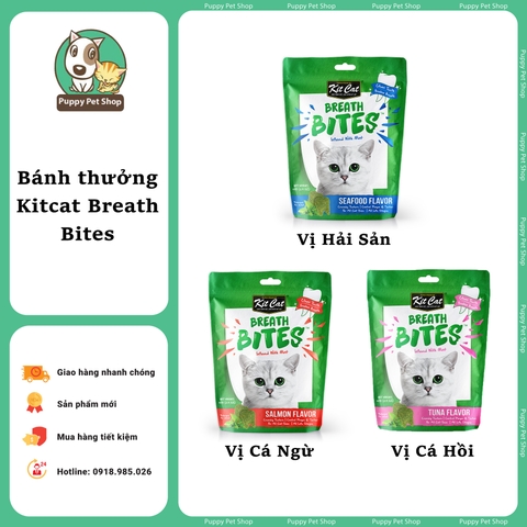 Bánh thưởng làm sạch răng KitCat Breath Bites 60gr cho mèo