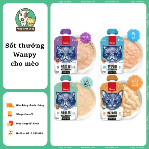 Sốt Thưởng Cho Mèo Wanpy 90g (Có Nắp Vặn Tiện Lợi)