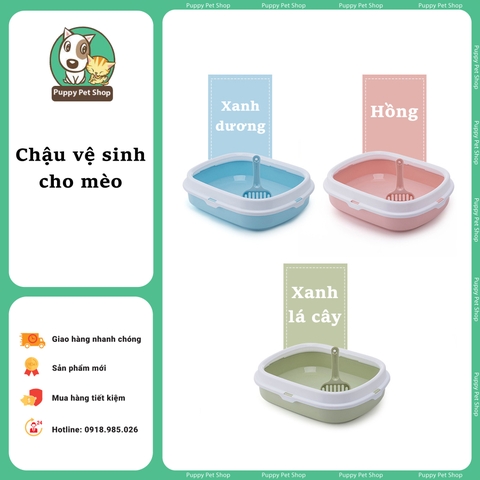 Chậu vệ sinh, chậu cát, hộp vệ sinh cho mèo tặng kèm xẻng