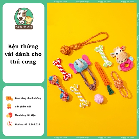 Đồ chơi cho chó vải bện thừng giúp gặm sạch răng, giảm ngứa răng