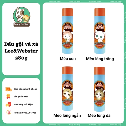 Dầu Gội Và Xả Lee Webster cho Mèo