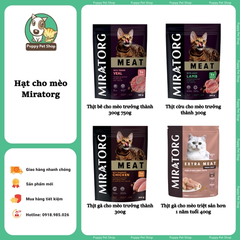 Thức ăn hạt cho Mèo Miratorg - Cho Mèo Triệt Sản, Mèo Trưởng Thành