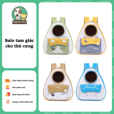 Balo tam giác cho thú cưng có cửa sổ trên, chống thấm nước