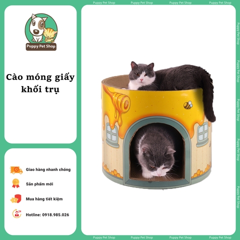 Đồ chơi mèo Cào móng giấy khối trụ 2 in 1