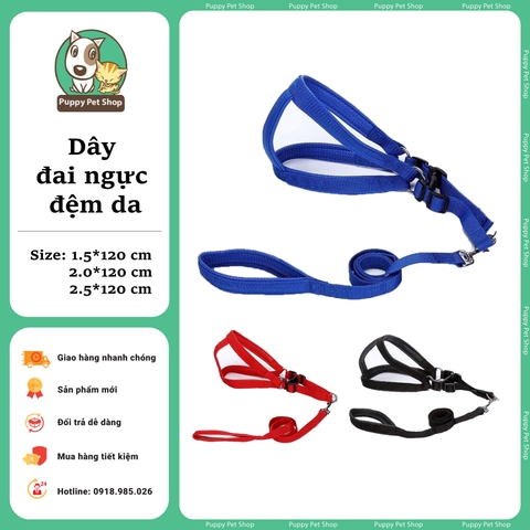 🌈Dây dắt đai ngực đệm da cho chó mèo🌈