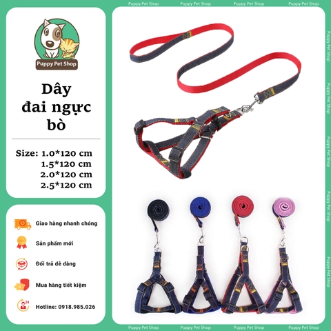 Dây dắt đai ngực vải bò