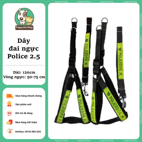Bộ dây dắt kèm đai ngực Police