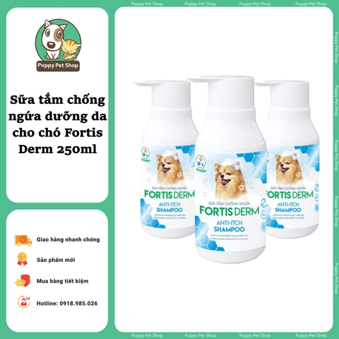 Sữa tắm chống ngứa dưỡng da cho chó Fortis Derm 250ml