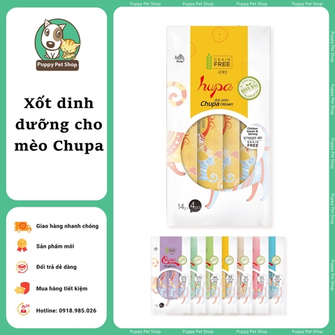 Sốt thưởng dinh dưỡng cho mèo Chupa Cream gói 4 thanh