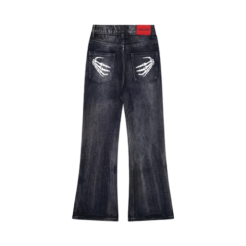 Quần jean wash NULLED Skeleton Flare Denim N-Q3177-N-Q33