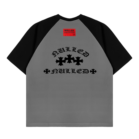 Áo thun xám phối tay đen NULLED Minimal Raglan Tee N-T3202-HC-T6-XD
