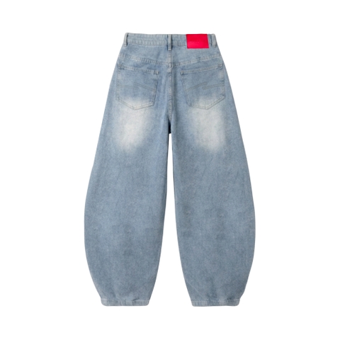 Quần jeans suông bí chít xanh wash mèo NULLED N-Q46-X
